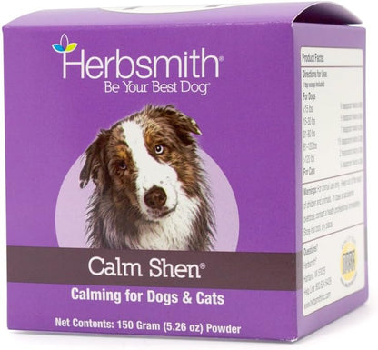 Calm Shen – Herbal Blend for Dogs & Cats – Natural Anxiety Remedy for Dogs & Cats – Feline and Canine Calming Supplement – 150G Powder