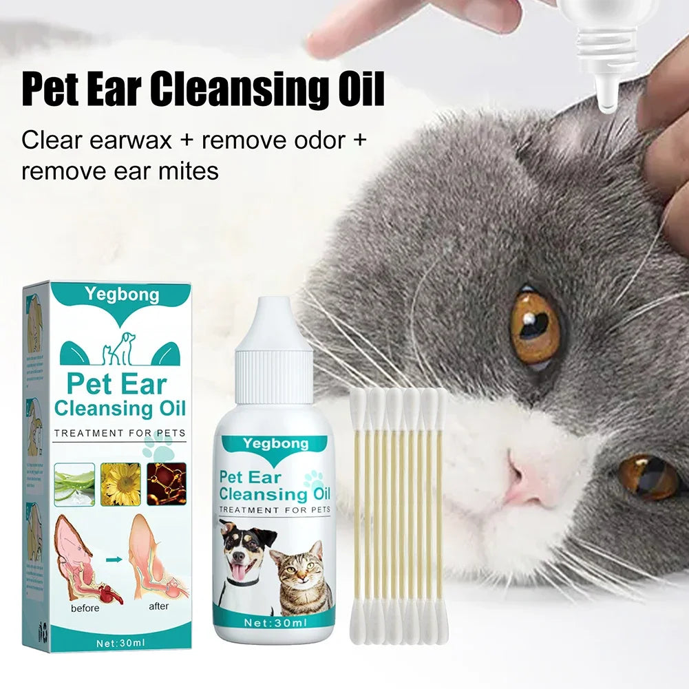 30Ml Dog & Cat Ear Cleaning Solution - Remove Mites, Keep Canals Clean & Deodorize - Anti-Tick Pet Care Essential