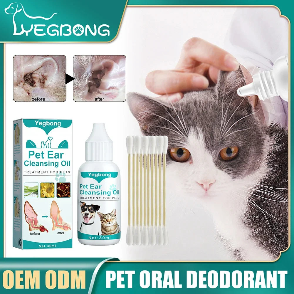 30Ml Dog & Cat Ear Cleaning Solution - Remove Mites, Keep Canals Clean & Deodorize - Anti-Tick Pet Care Essential