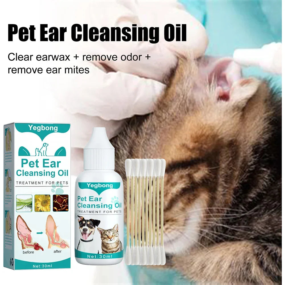30Ml Dog & Cat Ear Cleaning Solution - Remove Mites, Keep Canals Clean & Deodorize - Anti-Tick Pet Care Essential