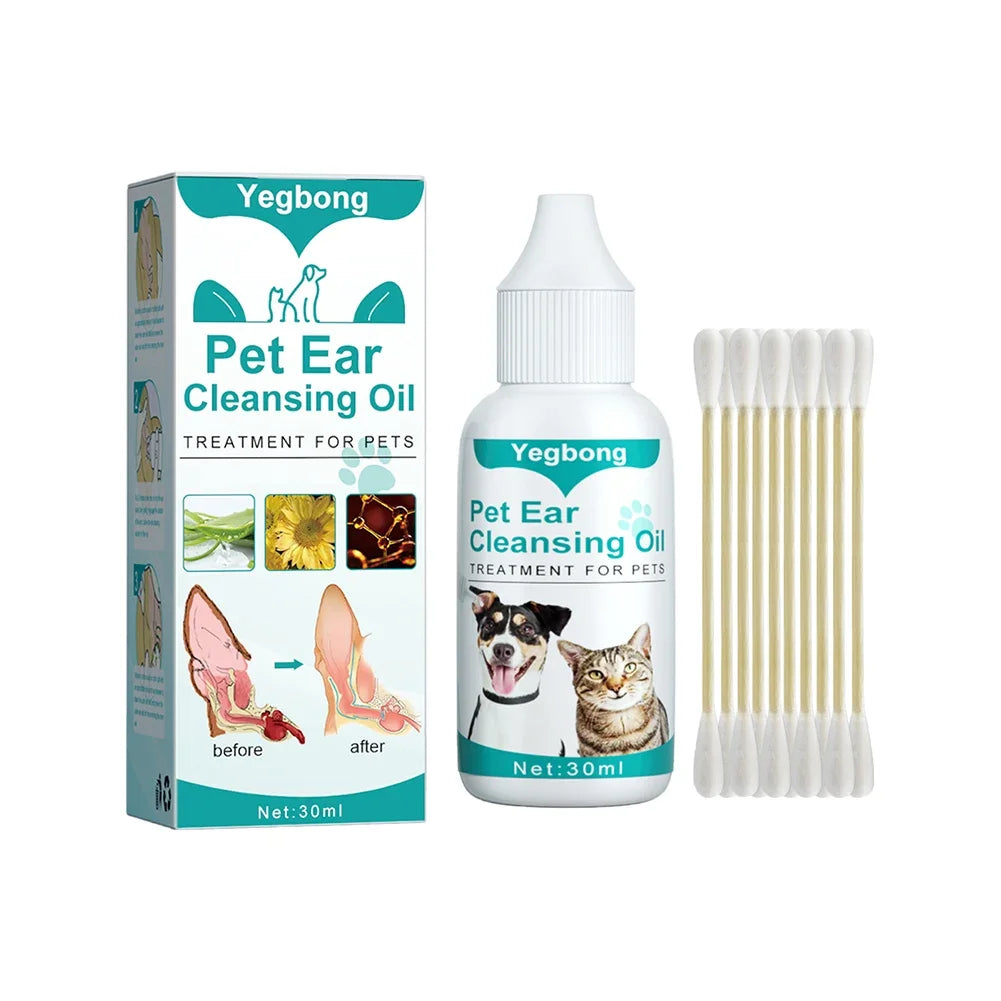 30Ml Dog & Cat Ear Cleaning Solution - Remove Mites, Keep Canals Clean & Deodorize - Anti-Tick Pet Care Essential